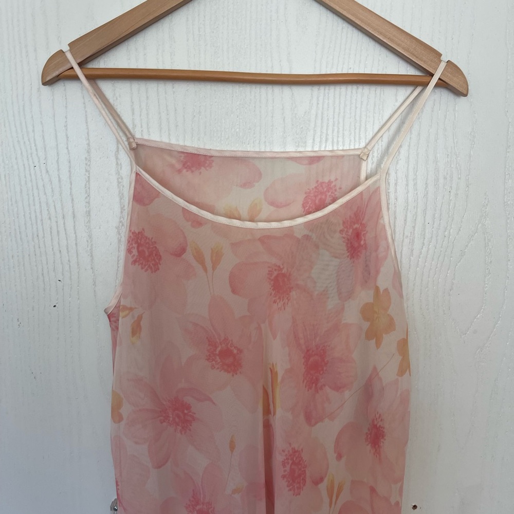 Floral Sheer Pink and Yellow Dress